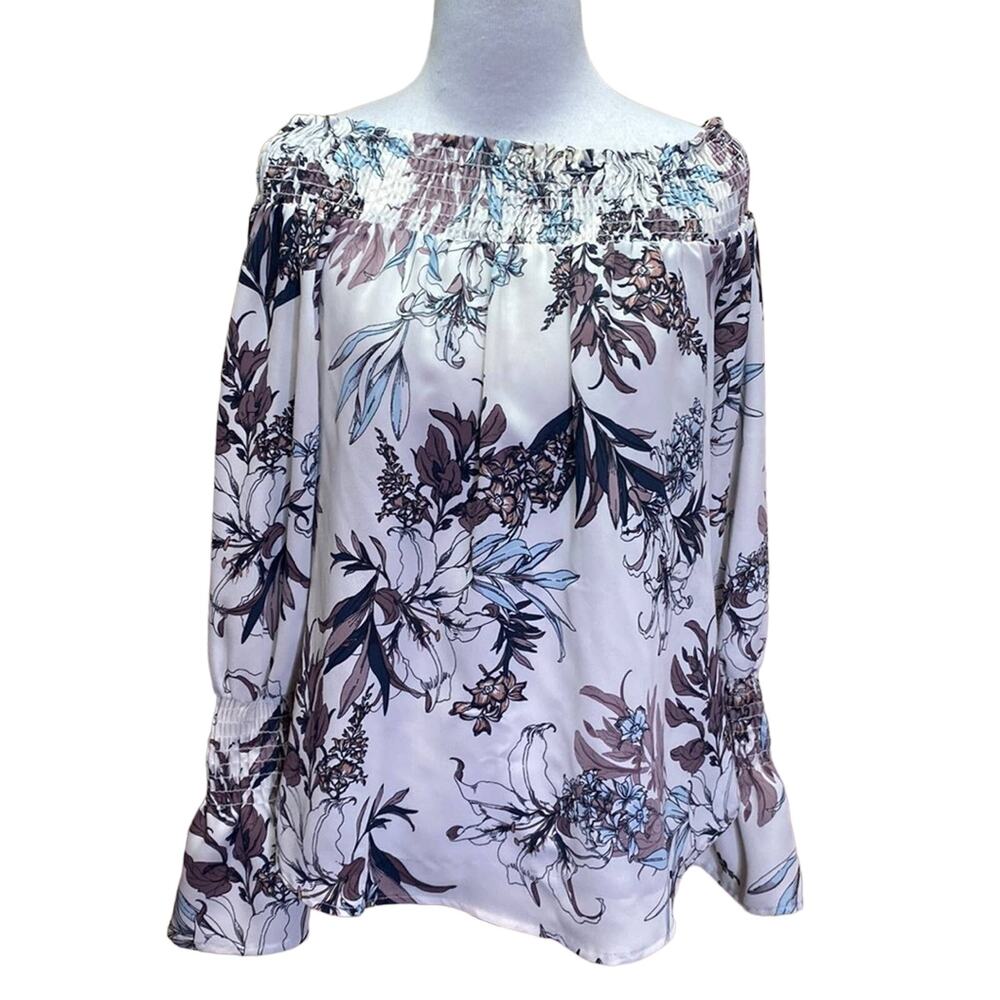 Veronica M Floral Off Shoulder Floral Blouse Bell Sleeves Size XS